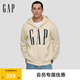 Gap【情人節(jié)】男女裝秋季新款印花抓絨寬松運(yùn)動連帽衫衛(wèi)衣786920 米色 XL (180/100A) 亞洲尺碼