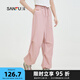 三福休閑褲2025夏季英文刺繡寬松闊腿工裝風褲子女裝497905 粉紅 S