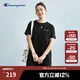 Champion冠軍連衣裙2025夏季新款簡約純色刺繡純棉短袖t恤裙女士 黑色 L