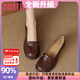 大東（dusto）特價(jià)清倉(cāng)真皮瑪麗珍鞋女圓頭厚底粗跟單鞋春秋新款工作皮鞋 棕色升級(jí)版【廠家24H速發(fā)】 38