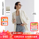 朗姿白色西服外套休閑2025年夏季新款氣質(zhì)高級感西裝女正裝職業(yè)裝 米白色 M