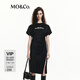 MO&Co.秋醋酸混紡收腰側開(kāi)叉T恤裙連衣裙MBD3DRST06摩安珂 黑色 S 160
