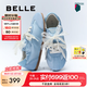 百麗（Belle）珍珠糖芭蕾風(fēng)蝴蝶結(jié)德訓(xùn)鞋女2025新薄底休閑運(yùn)動(dòng)鞋B2636AM5 藍(lán)色（串珠可拆卸） 37 (235mm)