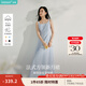 茵曼（INMAN）章若楠同款歐若風(fēng)法式吊帶連衣裙2025夏季新品女裝淡鵝黃色裙子 藍色 (方領(lǐng))【好評返現(xiàn)】 L