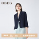 OBEG歐碧倩夏季一?？畚餮b外套氣質(zhì)通勤簡(jiǎn)約九分袖短外套10422060 午夜藍(lán) S /160/36