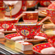 永豐匠琺瑯彩餐具套裝景德鎮(zhèn)高端骨裝餐具整套紅色結(jié)婚喬遷家用碗套裝 伯爵紅金琺瑯彩 套裝 80頭