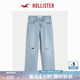 HOLLISTER25春夏新款baggy風星星圖案破洞牛仔褲女裝KI355-5367 破洞款水洗 26 160/66A 2標準版