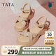 他她TATA休閑厚底涼鞋女鞋法式氣質(zhì)時裝涼鞋2025夏季CXT01BL5 杏色 37