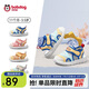 巴布豆學(xué)步鞋夏款男童透氣網(wǎng)面毛毛蟲(chóng)機(jī)能鞋女童兒童童鞋 藍(lán)白色 21