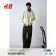 H&M男士開(kāi)衫秋季高翻領(lǐng)紋理感針織開(kāi)衫1241023 奶油色 180/116 XL