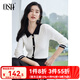 歐莎（OSA）小香風(fēng)撞色長(zhǎng)袖輕薄針織衫白色女上衣內(nèi)搭女可外穿2025年秋新款 白色 XL