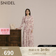 SNIDEL秋冬甜美碎花系帶收腰百褶雪紡連衣裙SWFO245033 粉米色 S （0）