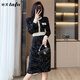 她芙（tafu）品牌女裝小香風(fēng)針織連衣裙女2025春秋新款韓版長(zhǎng)袖毛衣裙中長(zhǎng)款 黑色 M