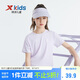 特步（XTEP）兒童童裝男女童純色圓領反光條短袖針織衫 霧紗紫 140