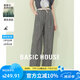 Basic House/百家好撞色萊賽爾復(fù)古格子褲醋酸直筒闊腿褲子夏2025 色織提花格子 S