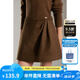 ELLE KIDS童裝 美拉德長(zhǎng)毛呢抽皺短裙女兒童冬季法式簡(jiǎn)約A字半身裙 棕色 160 (S)