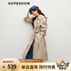 紅袖韓系高級感風(fēng)衣春季2025新款女裝復(fù)式插肩雙排扣翻領(lǐng)氣質(zhì)長款外套 卡其038 S