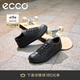 愛步（ECCO）板鞋男 軟底舒適輕盈牛皮系帶休閑鞋 柔酷537764 黑色43