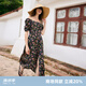 歌莉婭碎花茶歇真絲連衣裙夏季新款度假出游穿搭泡泡袖方領(lǐng)裙1C5R4K350 97D夏夜玫瑰花園印花 XL