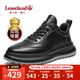 楓葉（leaveland）男鞋冬季新品頭層牛皮簡(jiǎn)版運(yùn)動(dòng)休閑鞋男厚底防滑加絨黑武士皮鞋 加絨-黑色（皮鞋碼） 41