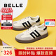 百麗復(fù)古拼色德訓(xùn)女鞋2025春新百搭簡約休閑鞋B2614AM5 米白 37
