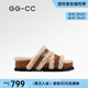 GG-CC【章若楠同款】路易暖茶秋季新款厚底勃肯半拖鞋女毛毛拖G25Y9084 駝色 37