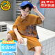 G.DUCKKIDS小黃鴨男童夏裝套裝2025新款男孩短袖兒童大童夏季帥氣時髦純棉夏 卡其色 120 cm