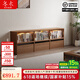 冬木矮書(shū)柜實(shí)木玻璃門(mén)半墻展示柜家用組合柜模塊柜電視柜防塵書(shū)柜矮柜 小戶型直排書(shū)柜-胡桃色