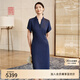 EP雅瑩高端系列 肌理感宴會(huì)禮服裙 改良旗袍連衣裙 2025夏季新款4627A 藏青 M