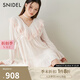 SNIDEL2025春夏新品刺繡花邊荷葉領(lǐng)喇叭袖襯衫連衣裙SWFB251065 粉米色 均碼 (F)