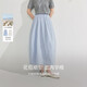 茵曼純棉府綢半身裙2025夏季女裝新款法式寬松顯瘦氣質(zhì)裙子 淺藍色  L
