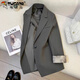 啄木鳥(niǎo)灰色拼接西裝外套女2025春秋新款韓版小個(gè)子休閑寬松氣質(zhì)高級西服 灰色 XL