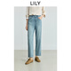 LILY2025秋新款含萊賽爾醋酸復古休閑百搭通勤九分牛仔褲直筒褲女 401藍色 L