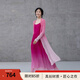 生活在左時裝周同款2025夏秋原創(chuàng)天絲麻漸變中長款氣質(zhì)開衫毛衣女 粉紅色 XL