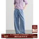 茶·愫【丹寧美學(xué)】puretea茶愫壓褶淺藍色牛仔褲女闊腿褲2025夏新款 淺藍 M