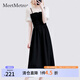 MeetMetro瑪依爾復(fù)古V領(lǐng)收腰連衣裙女2025夏裝氣質(zhì)文藝范假兩件裙 拼色【現(xiàn)貨閃電發(fā)】 M
