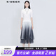 S.DEER圣迪奧夏季時(shí)尚百搭女裝松緊網(wǎng)紗拼接優(yōu)雅通勤女神休閑長(zhǎng)裙 群青/73 L 170