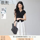 香影條紋直筒闊腿褲女2025夏季新款梨形身材遮胯高腰寬松休閑長褲 黑色T85S281 T恤 M 160/84A/95-110斤