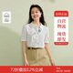 茵曼度假風(fēng)提花全棉氣質(zhì)襯衫夏季女裝百搭寬松短袖襯衣上衣 白色  M 