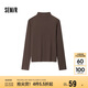 森馬（Semir）長袖T恤女半高領(lǐng)吸濕發(fā)熱抗菌2024冬緊身抓絨打底衫109724101001