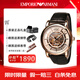 安普里奧·阿瑪尼（Emporio Armani）手表男士機械鏤空白色表盤(pán)黑皮帶透窗休閑商務(wù)男表送男友生日禮物 AR60007鏤空機械43MM