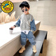 G.DUCKKIDS男童套裝春秋裝2025新款兒童酷牛仔韓版小童帥氣時髦兩件套潮童裝 牛仔褲套裝 90 (正碼勿貪大80-90)