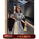 三吉黑花【花禧】棉麻改良時(shí)裝感旗袍外衫 月藍(lán) M