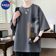 NASA WASSUP短袖t恤男夏季新款寬松大碼冰絲半袖上衣男潮牌加肥加大休閑體恤 灰色 8XL 【建議255-275斤】