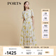PORTS寶姿商場(chǎng)同款2022春夏新款女裝“絢爛夏花”印花連衣長(zhǎng)裙 亞麻淺金印花 M (6)
