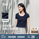 森馬（Semir）短袖t恤女短款小性感亨利領(lǐng)氣質(zhì)2025夏純色修身上衣109325100014