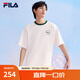 FILA 斐樂官方情侶款針織短袖衫夏季男子女子時尚休閑涼感抗菌T恤 鮮乳白-IV M 170/92A