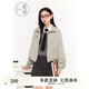 紫涵（ZIHAN）紫涵美式簡約短款外套女秋季小個子寬松百搭翻領(lǐng)夾克上衣 米色 S