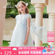 英氏（YEEHOO）女童連衣裙兒童裙子中大童裝公主裙網(wǎng)紗宴會晚禮服夏 藍色 120