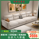 彌科優(yōu)（Mikeyou）沙發(fā)客廳棉麻沙發(fā)簡(jiǎn)約直排沙發(fā)多人位小戶型家具舒適沙發(fā)布藝沙發(fā) 米黃色/棉麻 【三人+腳踏】海綿版  2.4m
